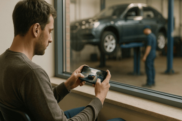 Ожидание в автосервисе и смартфон с офлайн гонкой